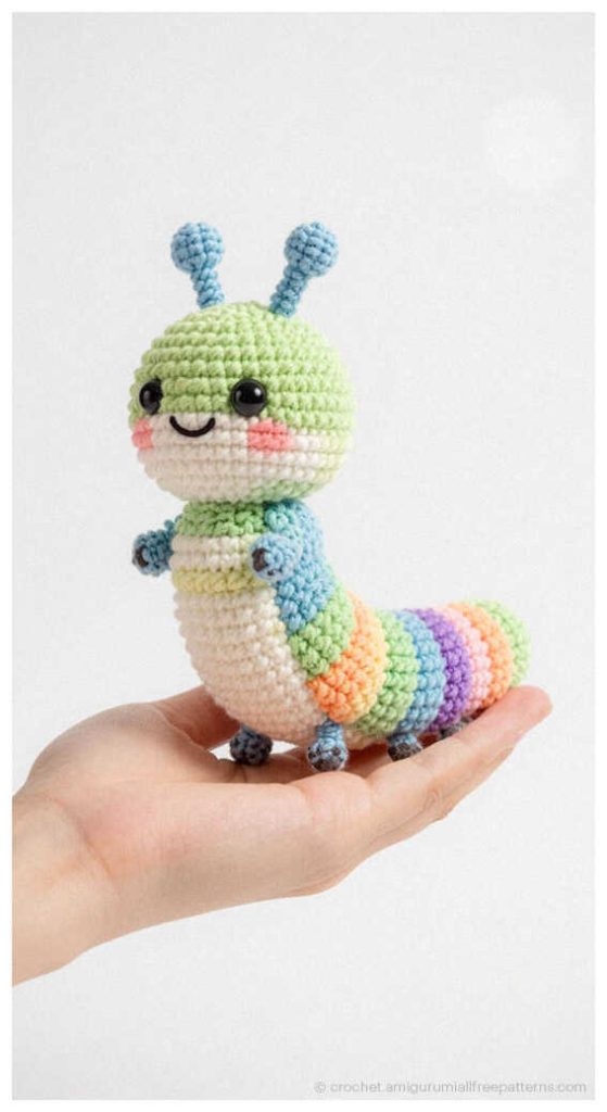 DIY Crochet Gift Idea: Unique caterpillar with a flower hat for a boutique-style finish.