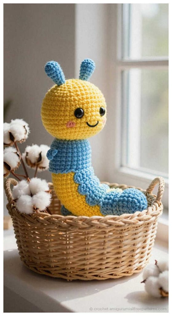 Nursery Decor Inspiration: Trendy amigurumi caterpillar design for modern parenting styles.