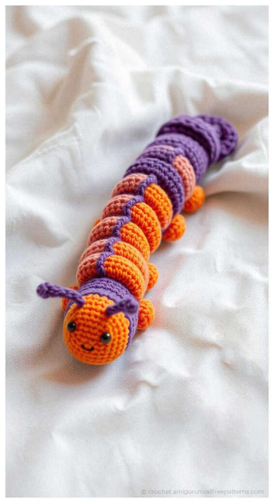 Beginner Friendly Amigurumi: Easy to crochet caterpillar idea with cute tiny legs.