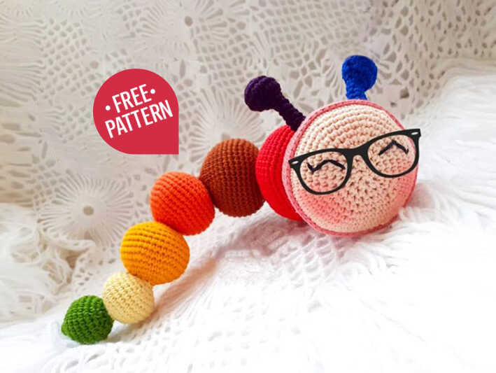 Free Caterpillar Amigurumi Pattern: A colorful and Quick to Make Amigurumi project for handmade nursery decor.