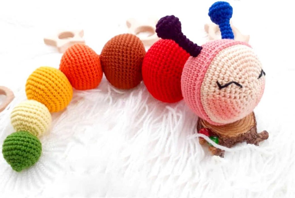 Quick to Make Amigurumi tutorial: Adding cute antennas to your DIY crochet caterpillar gift idea.