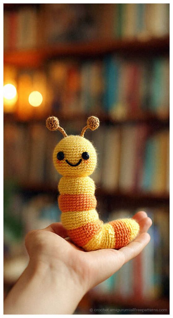 Free Caterpillar Amigurumi Pattern idea with neon colors for a modern DIY crochet gift.