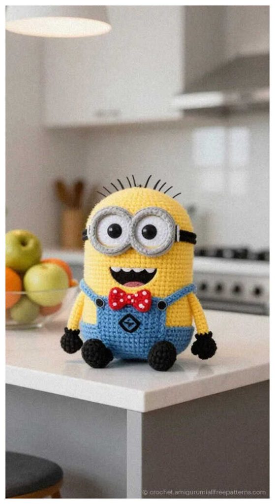 A detailed view of a crocheted plushie featuring a friendly expression and iconic work clothes. The soft texture and vibrant colors make it an excellent choice for amigurumi enthusiasts. This image is shared as part of our series of ideas for craft lovers.