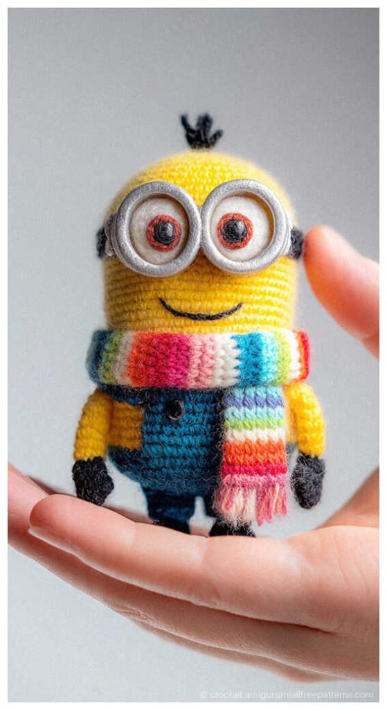 This visual presents a handmade amigurumi toy with a smiling face and neatly crocheted clothing accessories. It captures the joyful spirit of the character through careful needlework and bright yarn choices. This is shared specifically as one of our creative ideas.