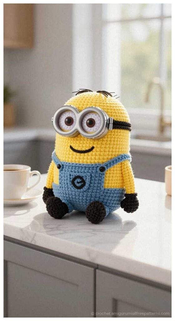 This frame shows a small and portable amigurumi figure with simple shapes and clean crochet stitches. It represents a manageable project for those who enjoy making character-based toys. We have included this visual among our top design ideas for your inspiration.