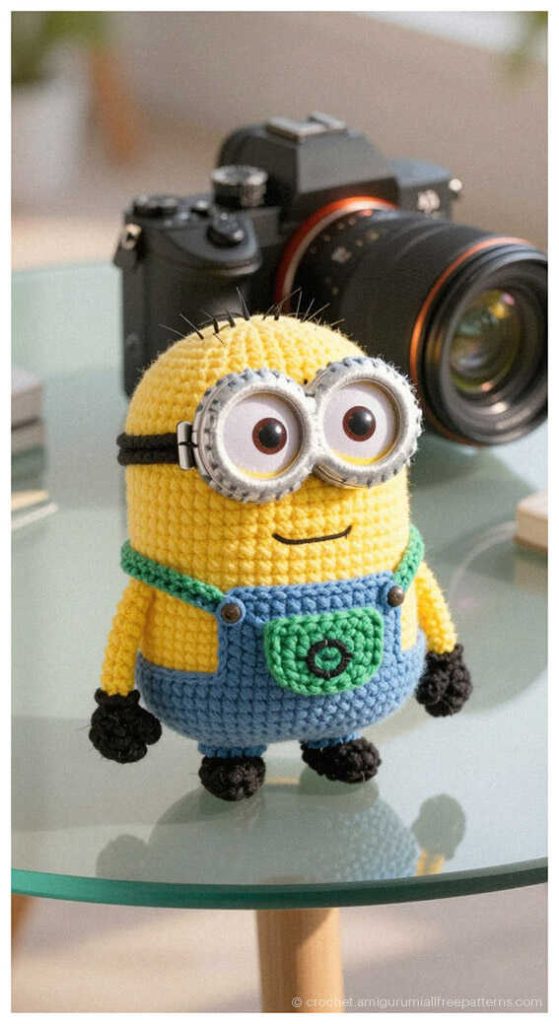 This lovely finished amigurumi toy is shown in a natural setting to highlight its size and decorative appeal. The soft yarn and uniform stitches reflect a high level of crochet skill. This image is included in our gallery of inspiring ideas.