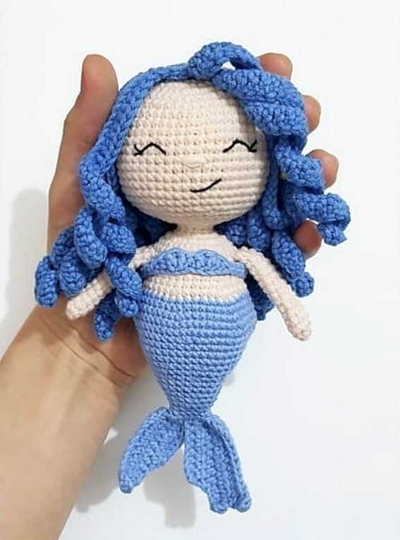 blue hair amigurumi mermaid doll free crochet pattern cute handmade mermaid toy