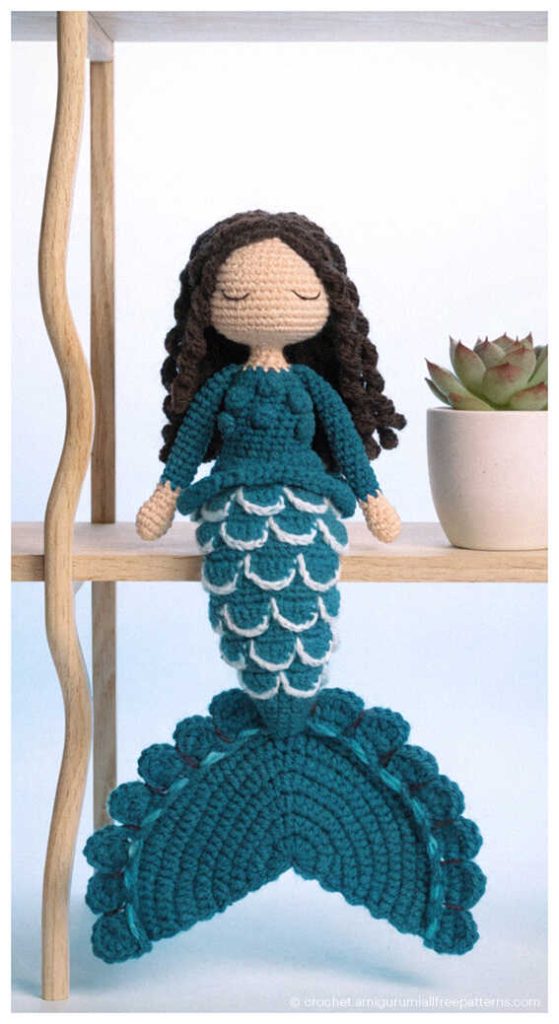 cute mermaid amigurumi doll with textured crochet tail adorable handmade ocean themed doll