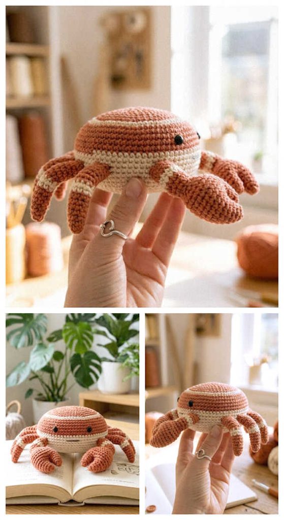 cute crab amigurumi crochet toy you will want to make for your next small project
