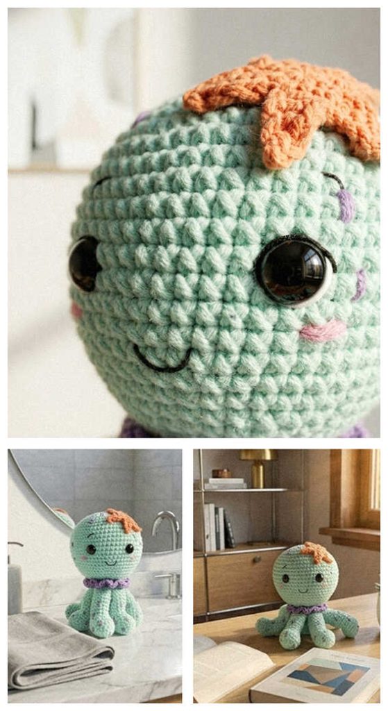 cute octopus amigurumi free crochet pattern collage small handmade octopus toy ideas