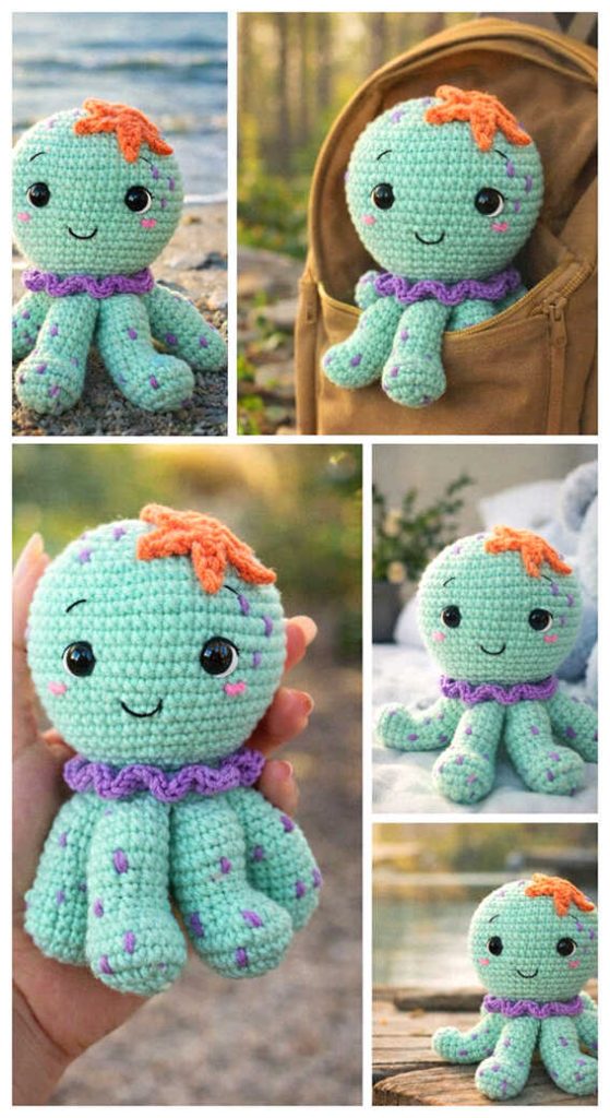 octopus amigurumi crochet doll free pattern multiple views adorable handmade sea toy