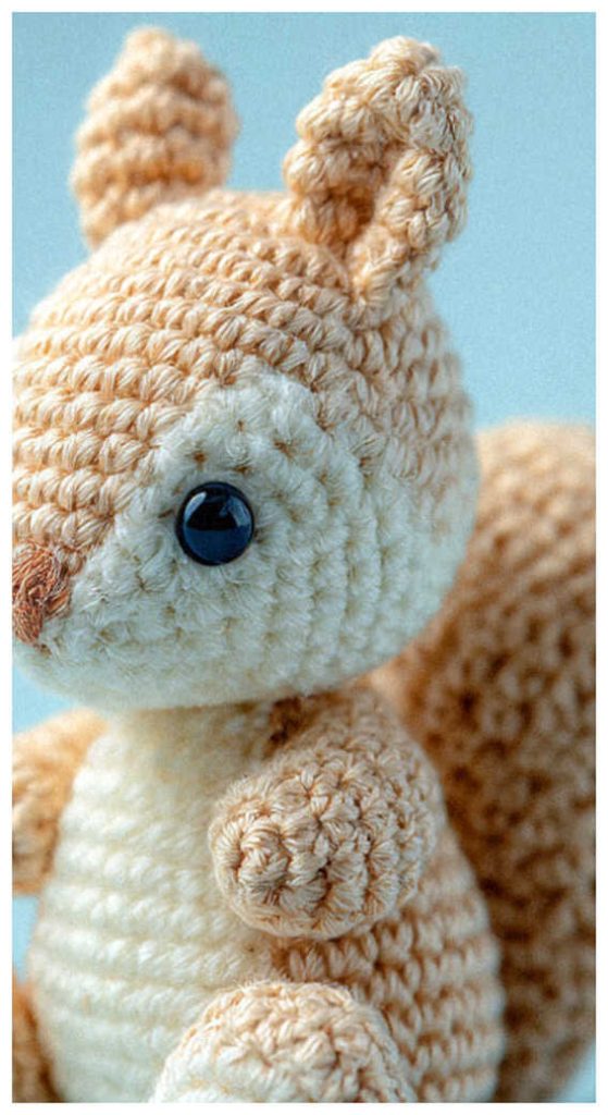 adorable squirrel amigurumi crochet doll with big eyes charming handmade animal toy