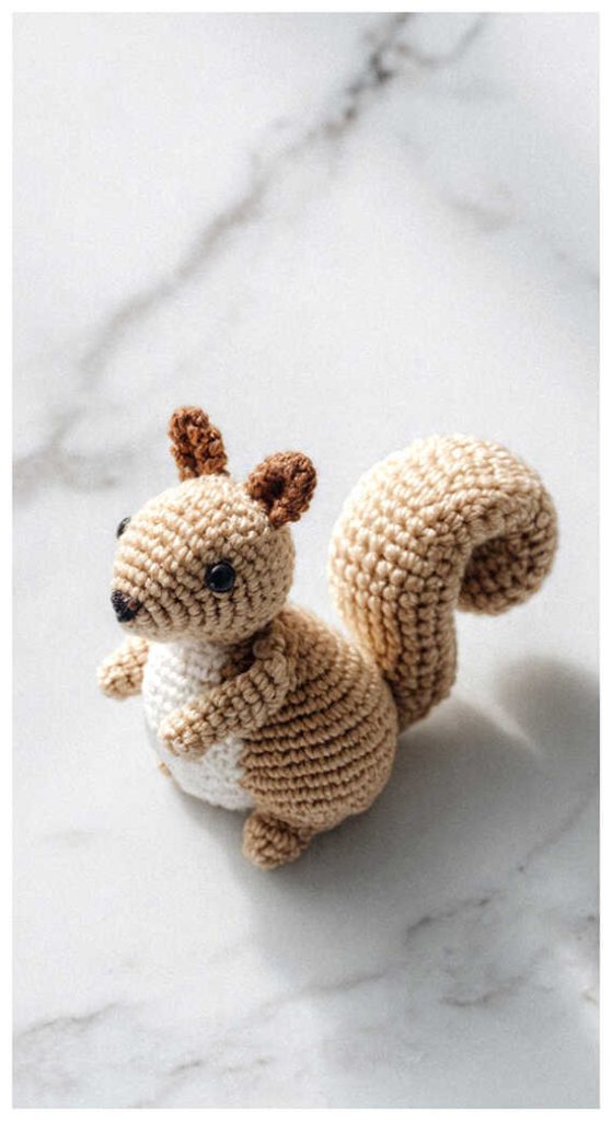 tiny squirrel amigurumi crochet toy small handmade woodland animal everyone wants to make
