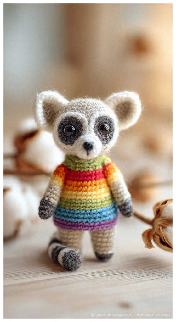 small lemur amigurumi crochet animal toy sweet handmade gift idea for kids room decor and animal lovers
