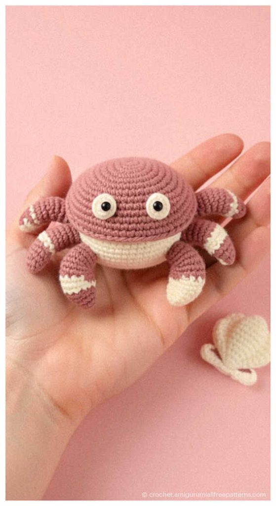 tiny crab amigurumi crochet toy in hand you need to try this adorable small project