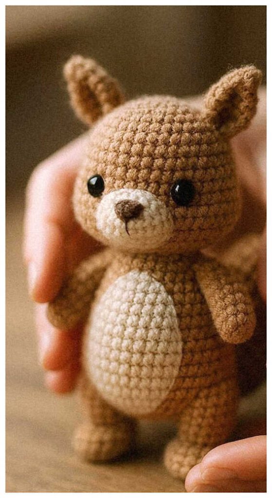 tiny squirrel amigurumi crochet doll in hand adorable small handmade animal toy