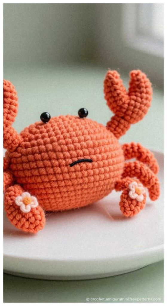 small crab amigurumi crochet toy close up you need to try this cute ocean project