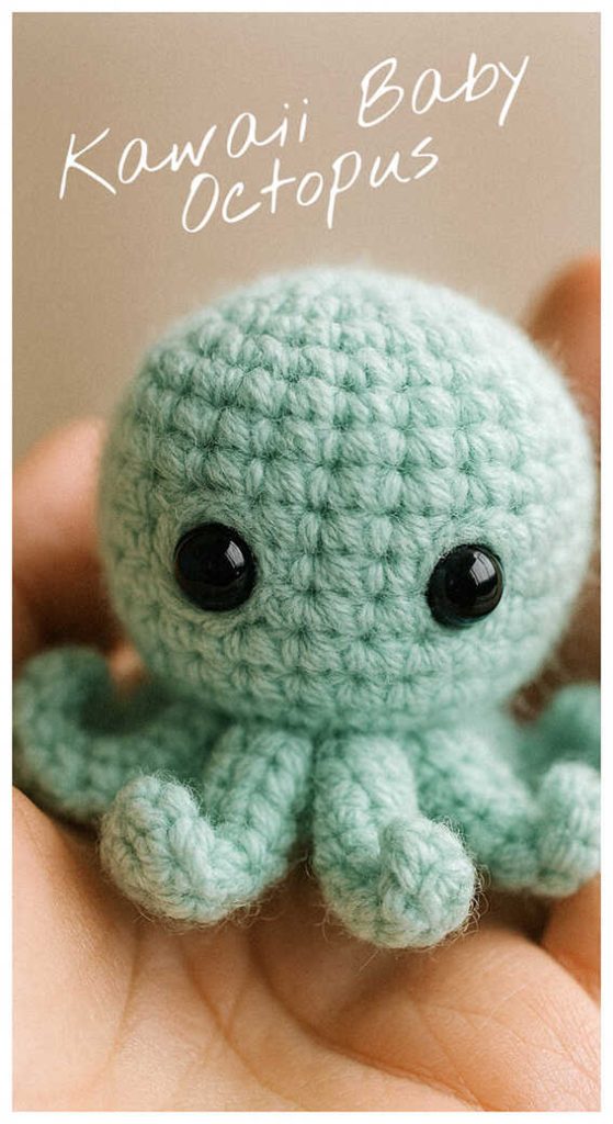 kawaii baby octopus amigurumi crochet toy in hand too cute to skip for your next make