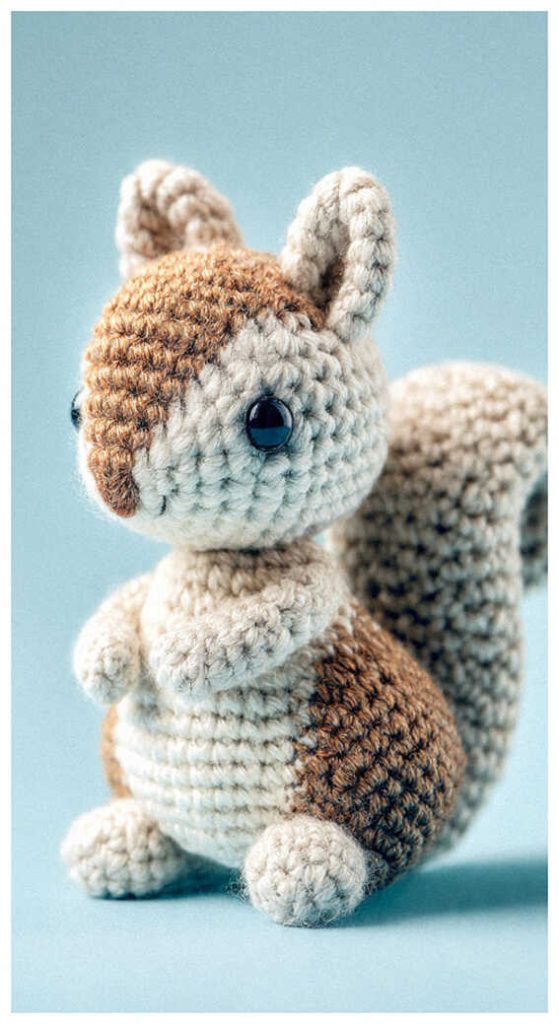 cute squirrel amigurumi crochet doll with big eyes charming handmade woodland toy