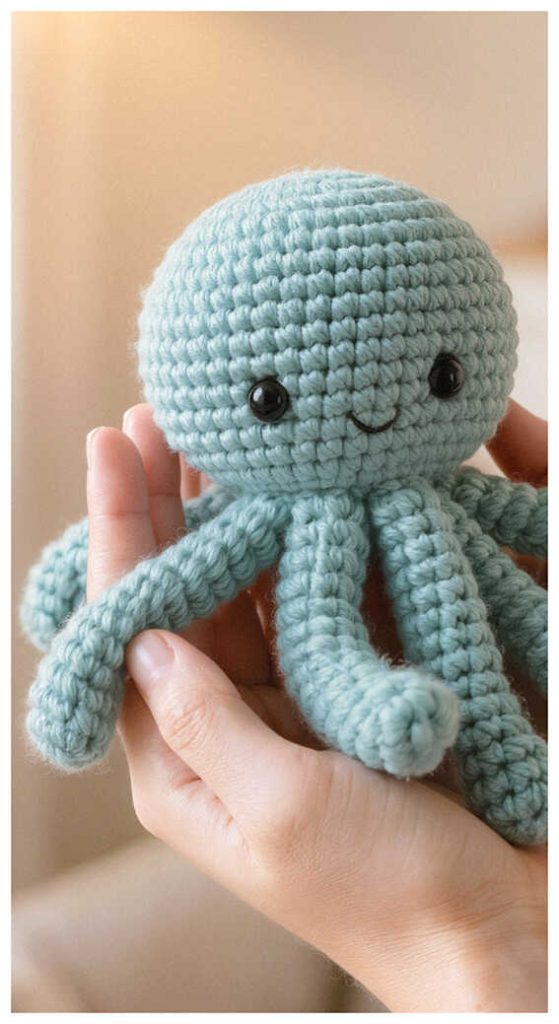small octopus amigurumi crochet doll in hand perfect cozy project everyone wants to try